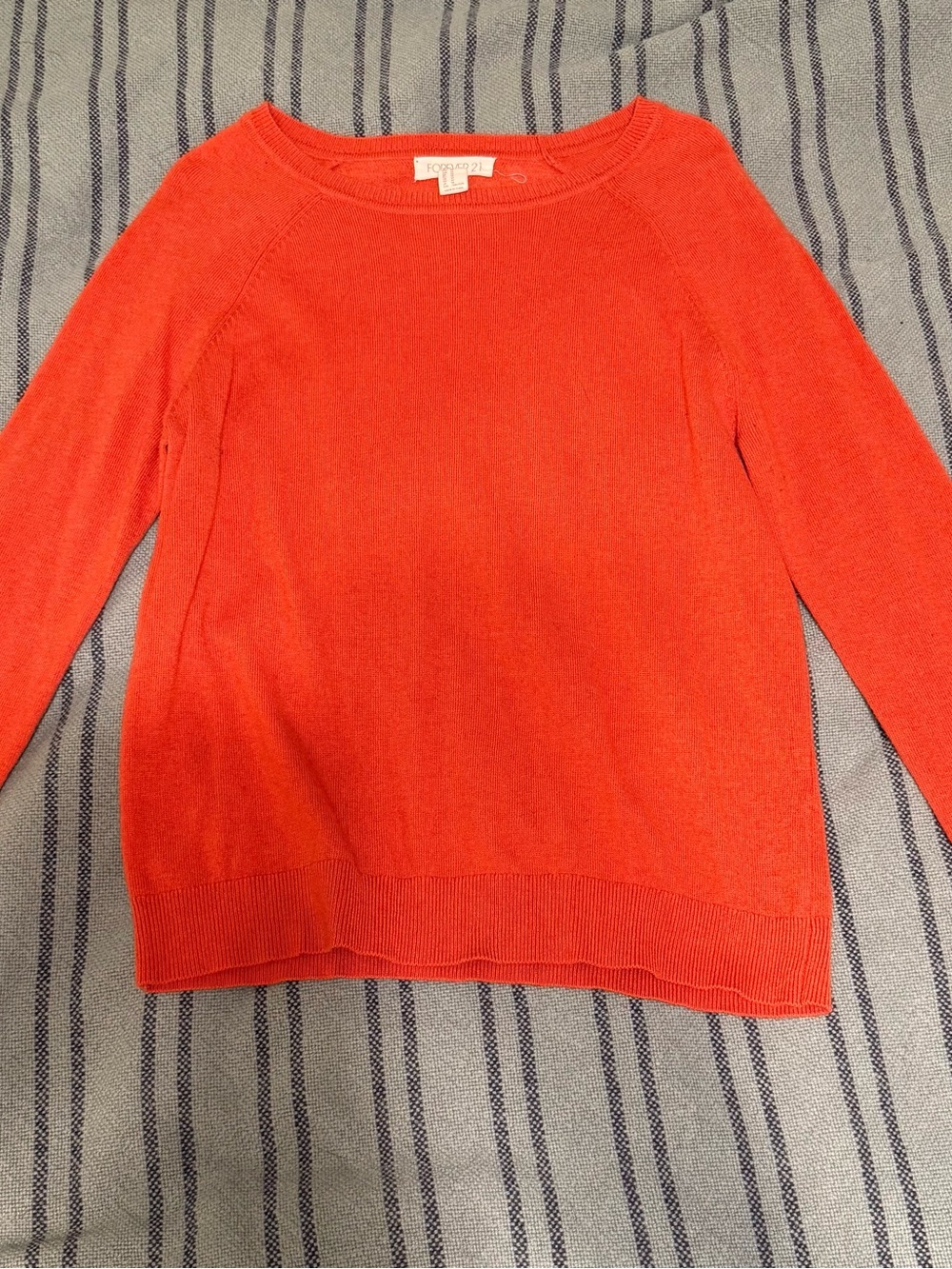 Forever 21 Coral-Orange Crewneck Sweater - Women's
